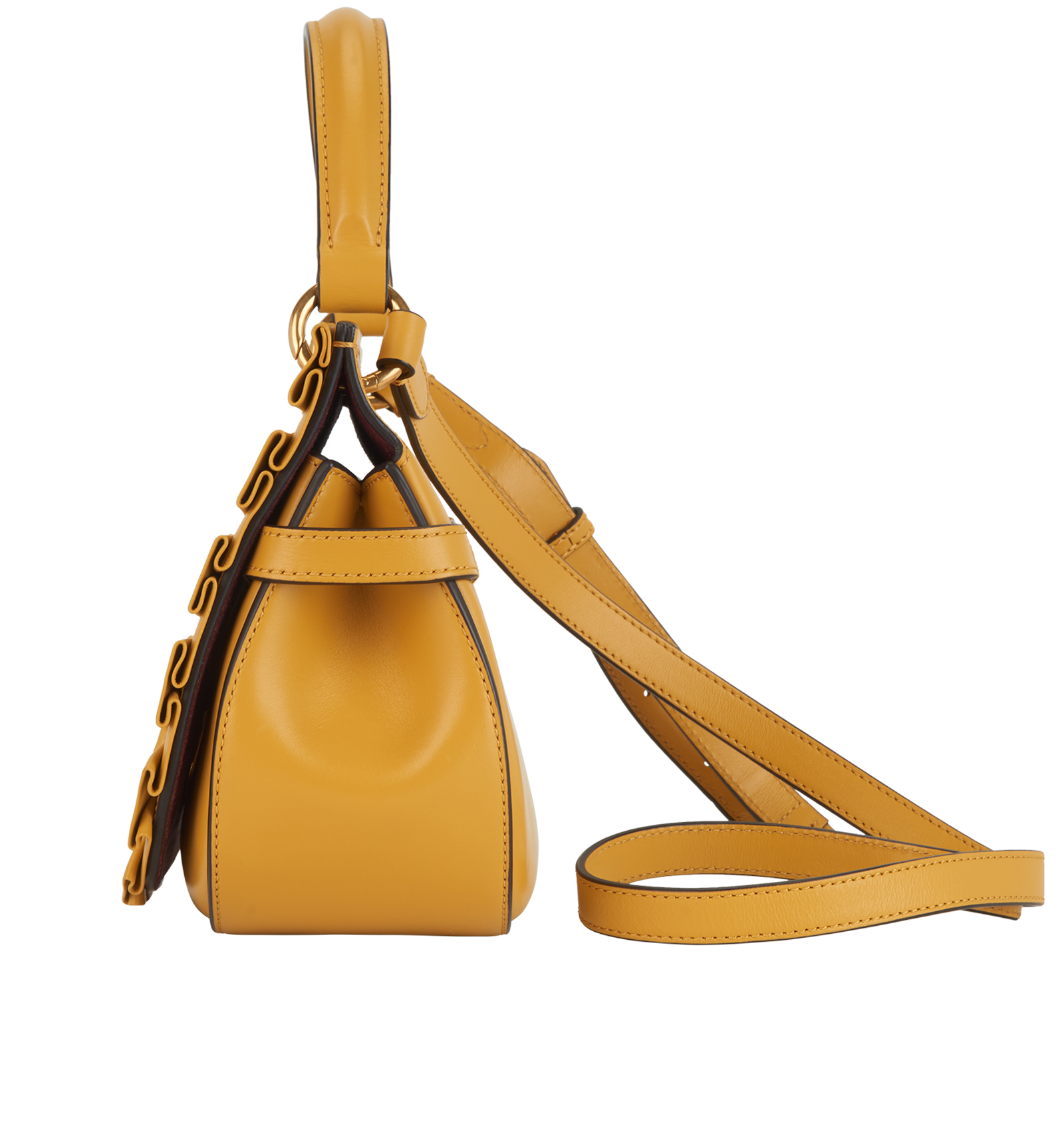 Small Amberly Frill Satchel, &pound;450, Handbags, Yellow, Leather, Bottom view